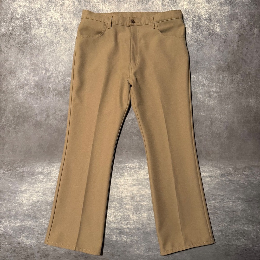 Vtg Levis 517 Sta-Prest Bootcut Pants Mens 36x29 Tan Khaki Polyester 701S USA